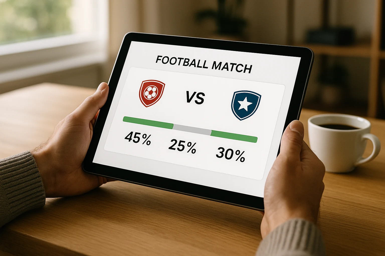 Apostador analisando mercado 1X2 num ecrã com estatísticas de futebol